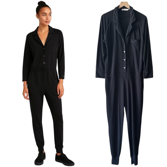 Alexander Wang Long Sleeve Button Front Jumpsuit - Black - Women's Size Large - Picture 1 of 10